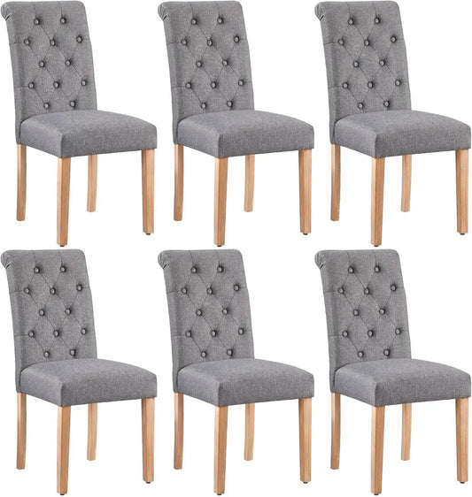 Fabric Upholstered Dining Chairs With Solid Wood Legs