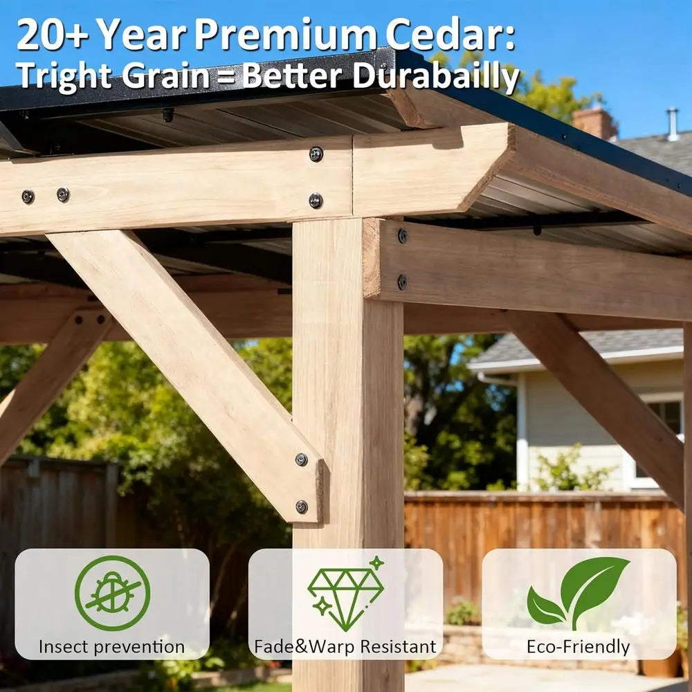 Cedar Patio Pavilion with Sloped Galvanized Steel Roof