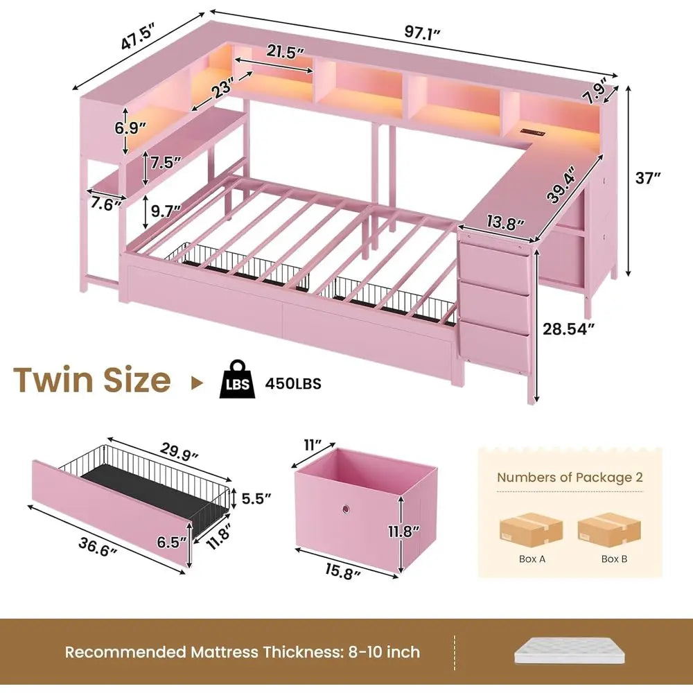 Twin Bed with Desk