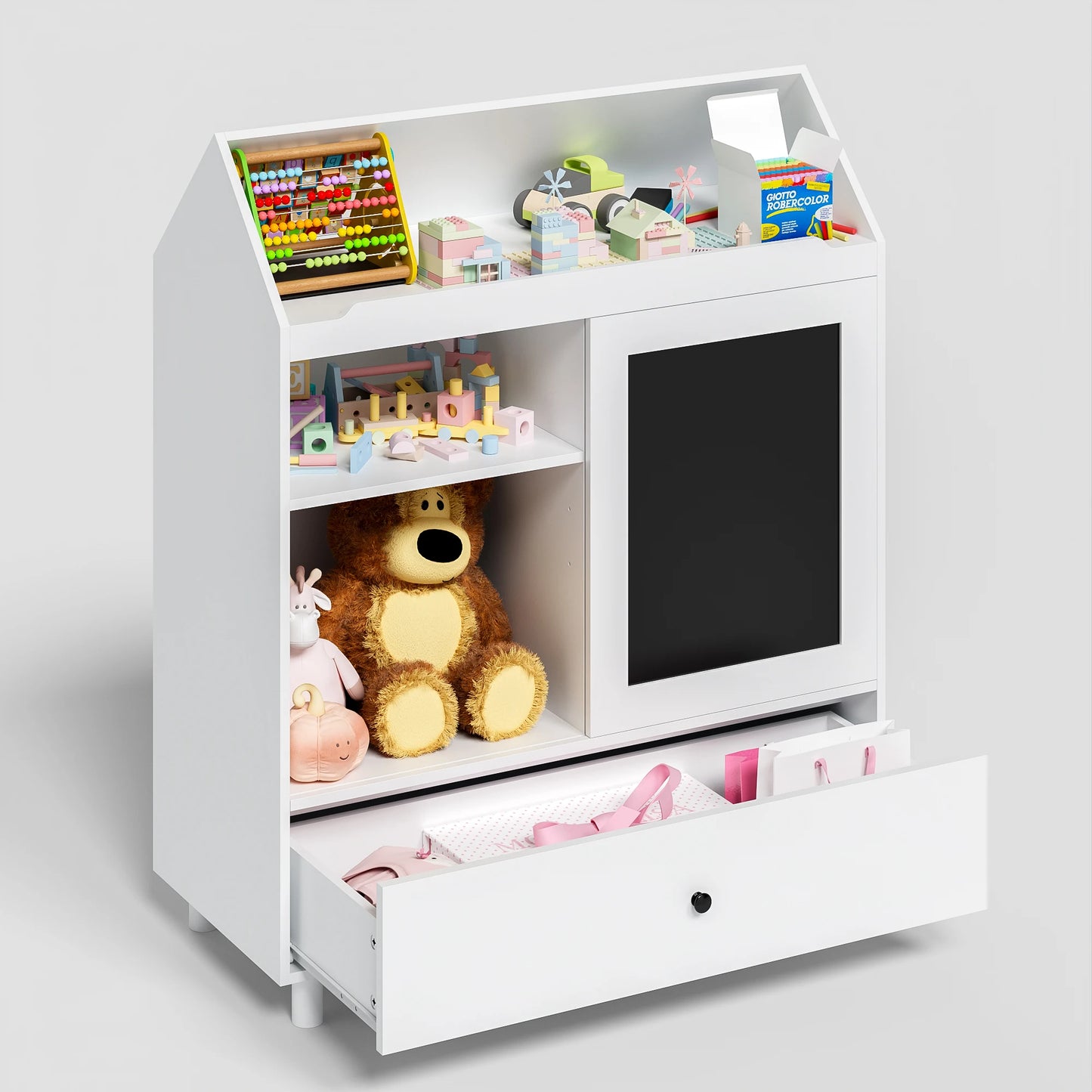 Bookshelf for Toy Storage Organizer with Blackboard House