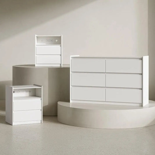 Bedroom Furniture Set with 2 Nightstands and Charging Station
