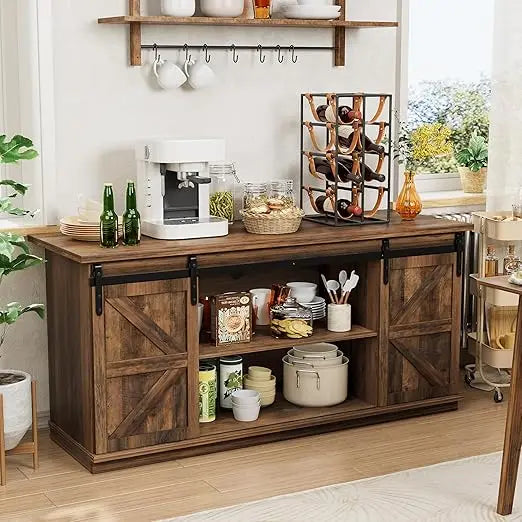 Dining Room Buffet Cabinet with Sliding Barn Doors