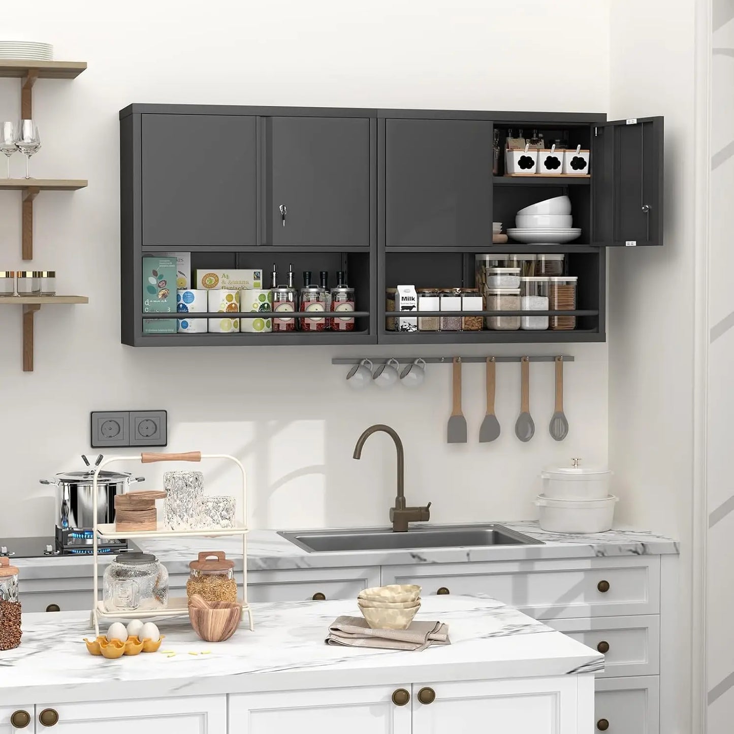 Metal Garage Wall Cabinet Locking Wall-Mounted Storage