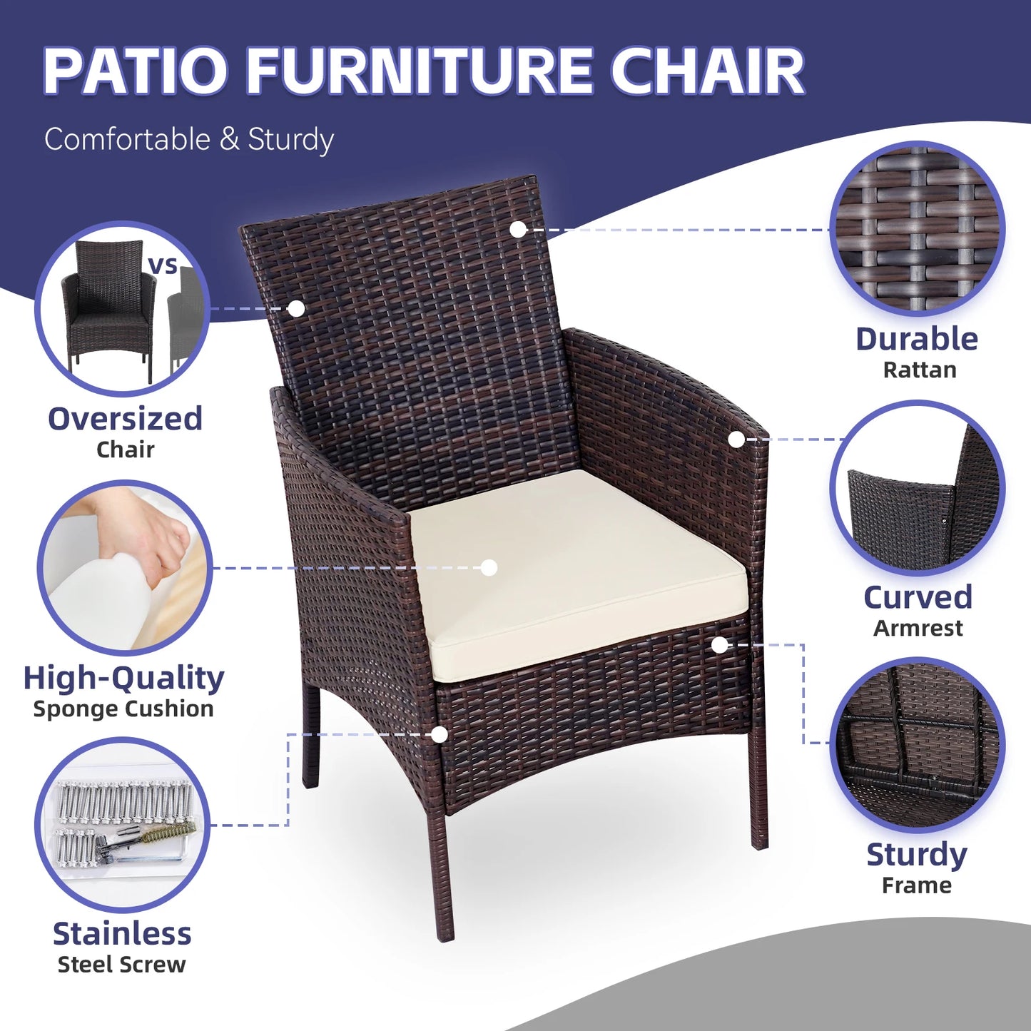 3-Piece Bistro Set Outdoor Patio Furniture