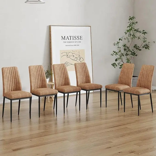 Leather Upholstered Seat High Back & Sturdy Chrome Silver Legs Set