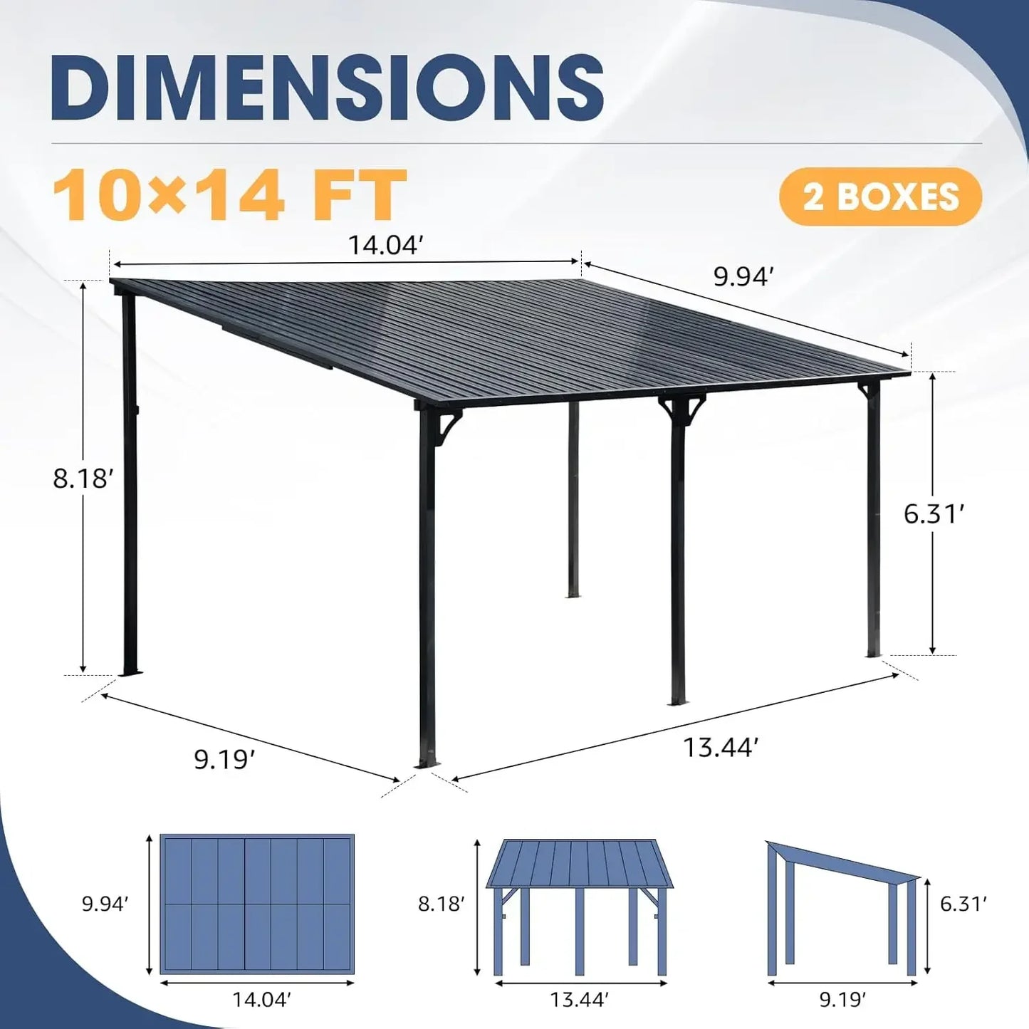 Hard Top Lean to Gazebo Pergola with Roof