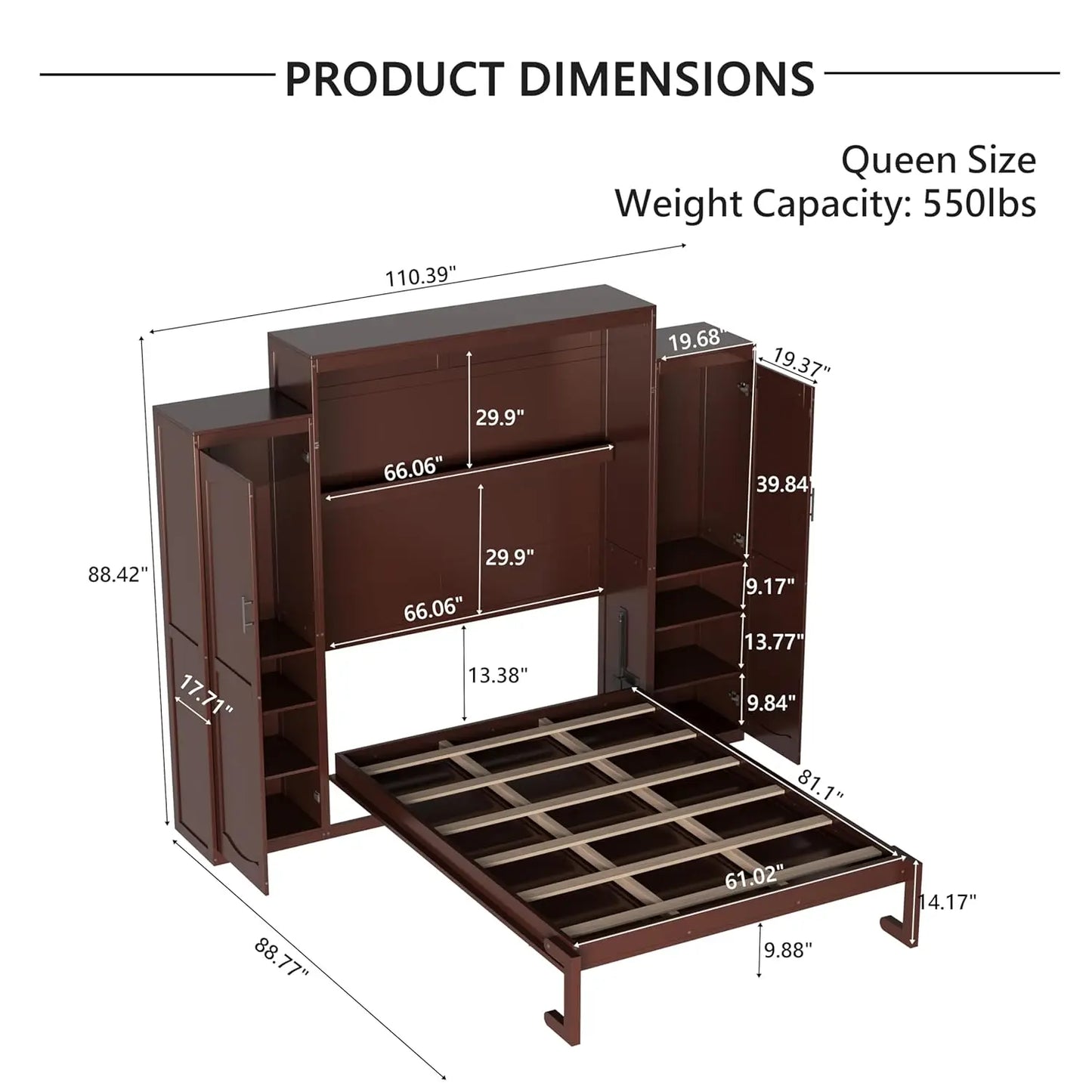 Murphy Wall Bed with Foldable Frame Platform
