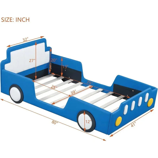 PU Leather Car Bed Frame with Headboard