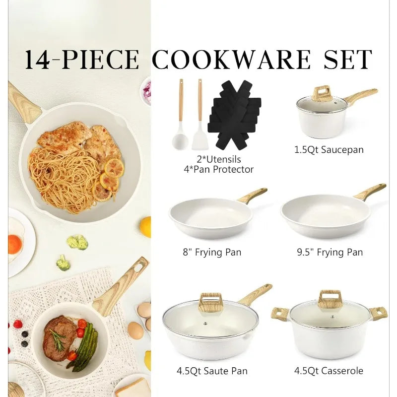 Granite Non Stick Pots and Pans Cookware Set