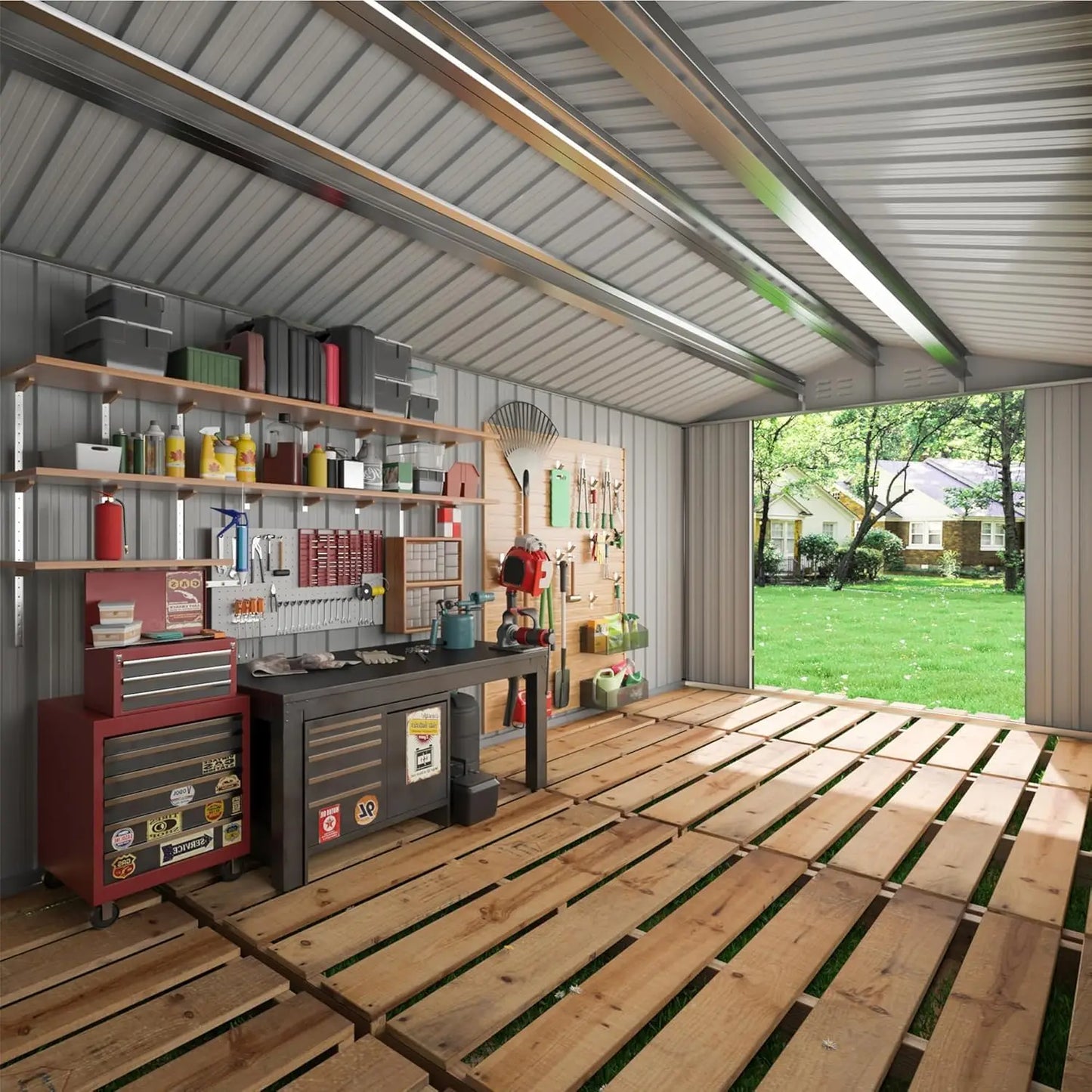 Heavy-Duty Frame Shed w/ Lockable Door