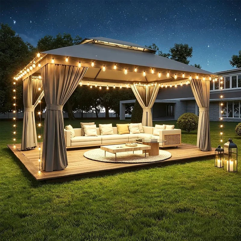 Heavy Duty Metal Frame Canopy with Double Roofs