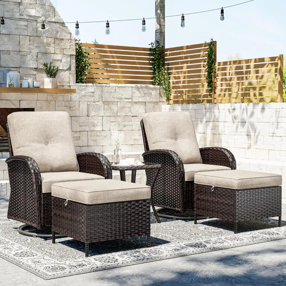 Patio Furniture Set with Thick Cushion and Ottoman