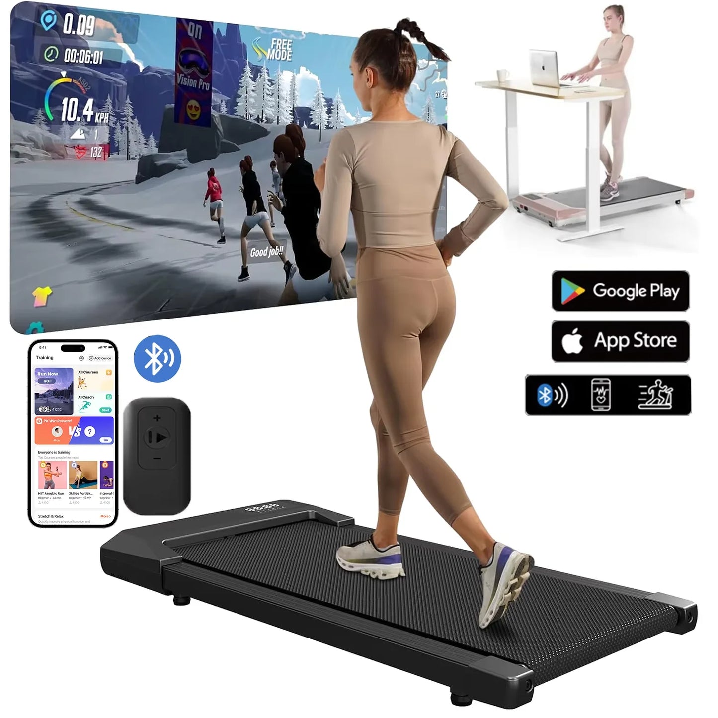 Walking Pad Treadmill with LCD Digital Data Display