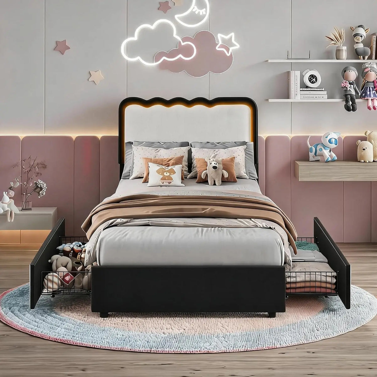 Upholstered LED Bed Frame