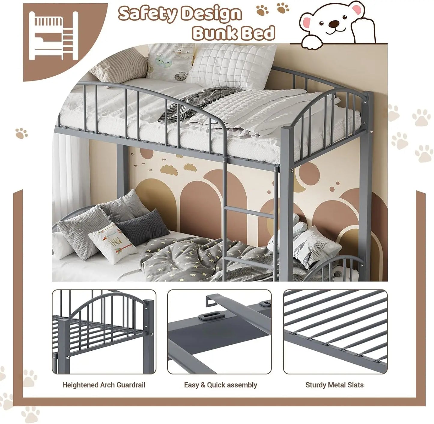 Metal Loft Bed Bunk Beds Twin Over Full Size