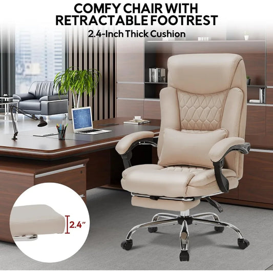 Reclining Executive Office Chair with Foot Rest