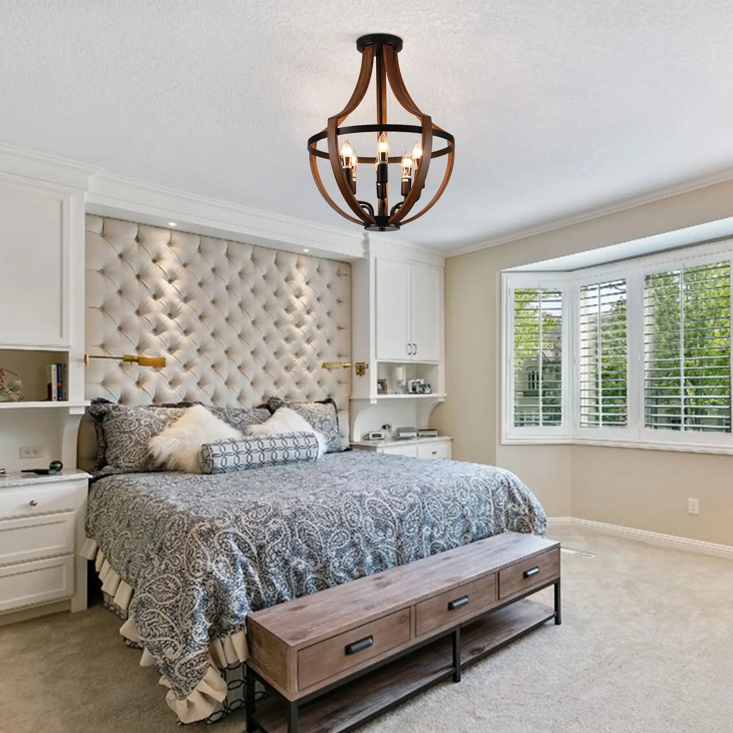 Modern Rustic Wooden Pendant Light Fixture