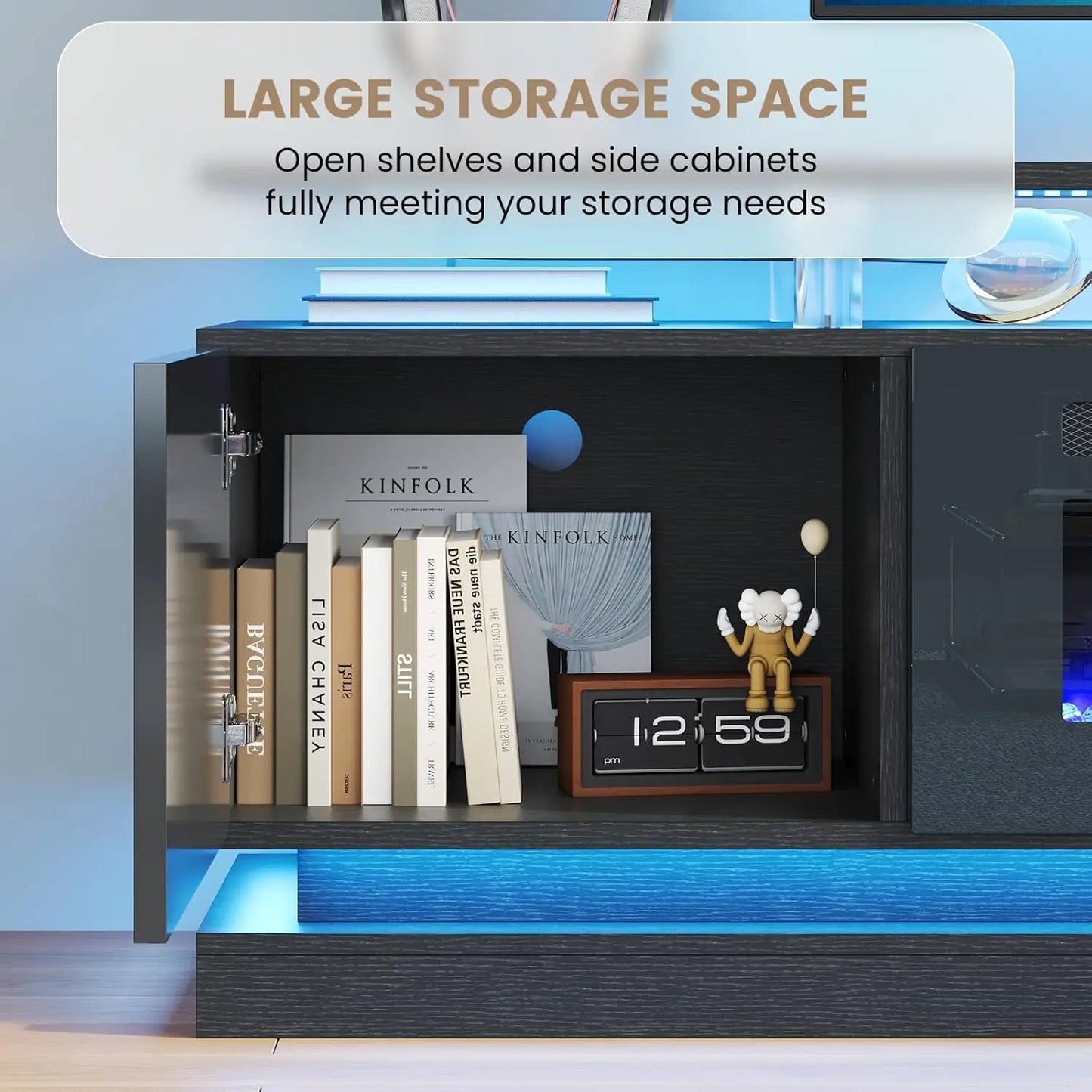 Modern Fireplace TV Stand Console with Storage