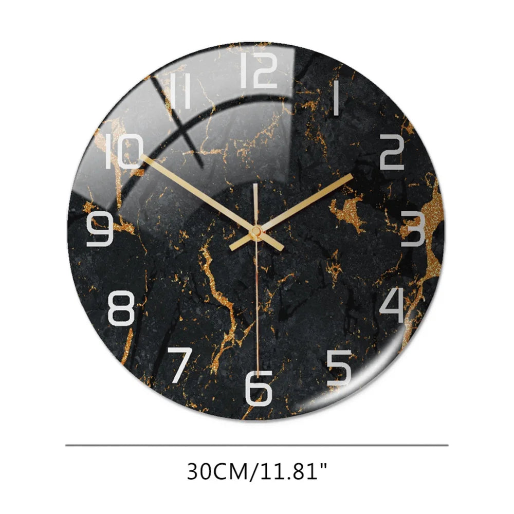 Luxury 3D Acrylic Marble Pattern Wall Adhesive Clock