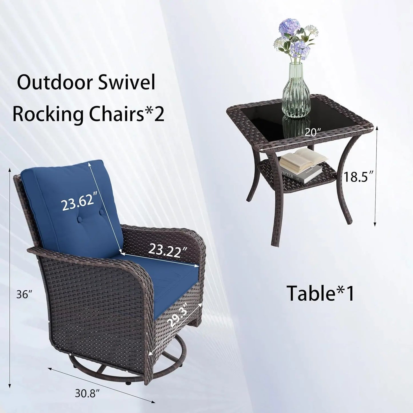 Wicker Swivel Rocker Chair Set