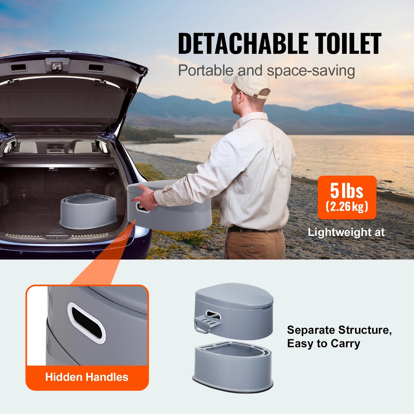 Bedroom Portable Toilet with Detachable Inner Bucket