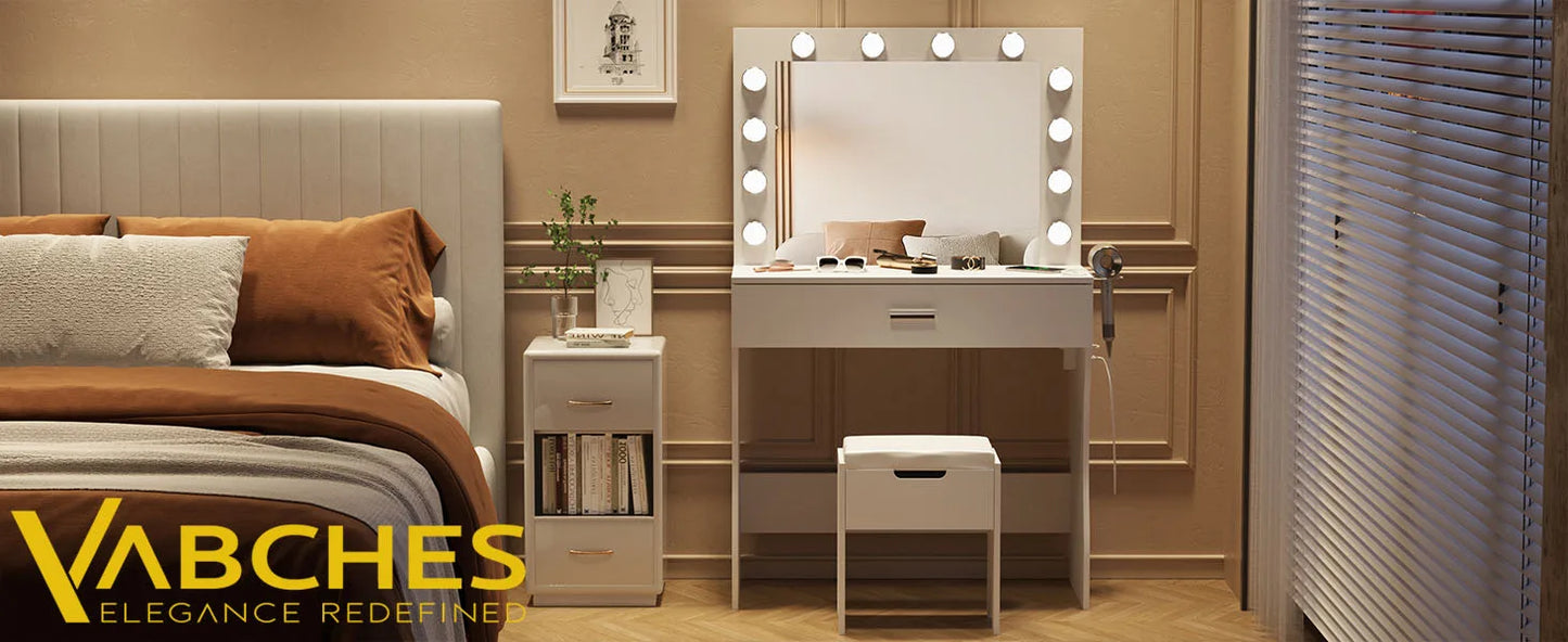 Teen Make-Up Vanity Desk with Lights Mirror Set