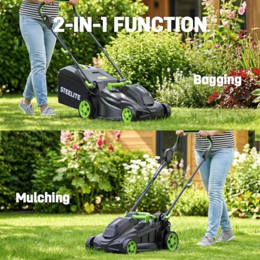 Lawn Mower, Brushless Electric Mower with 3 Batteries