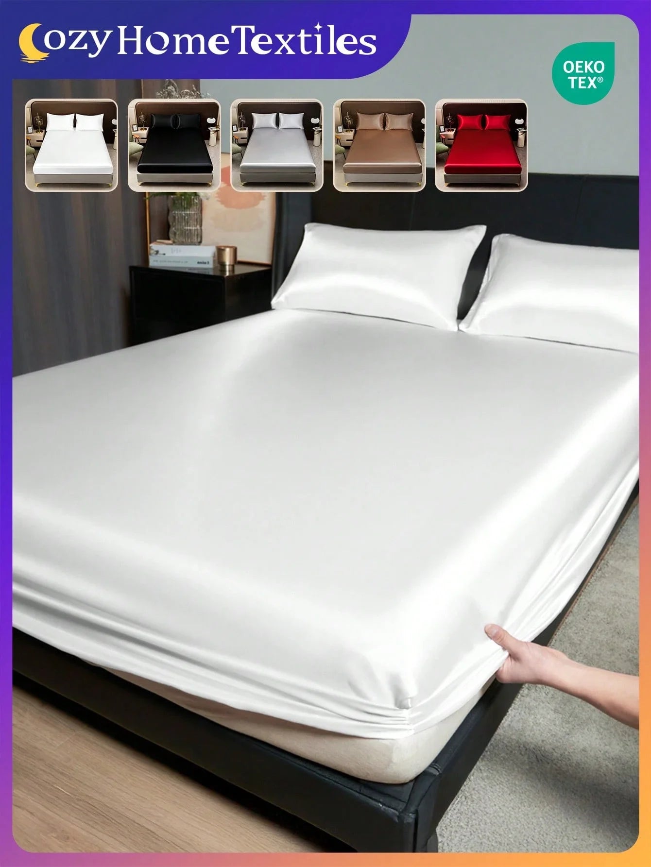 Satin Bedding Set With Fitted Sheet