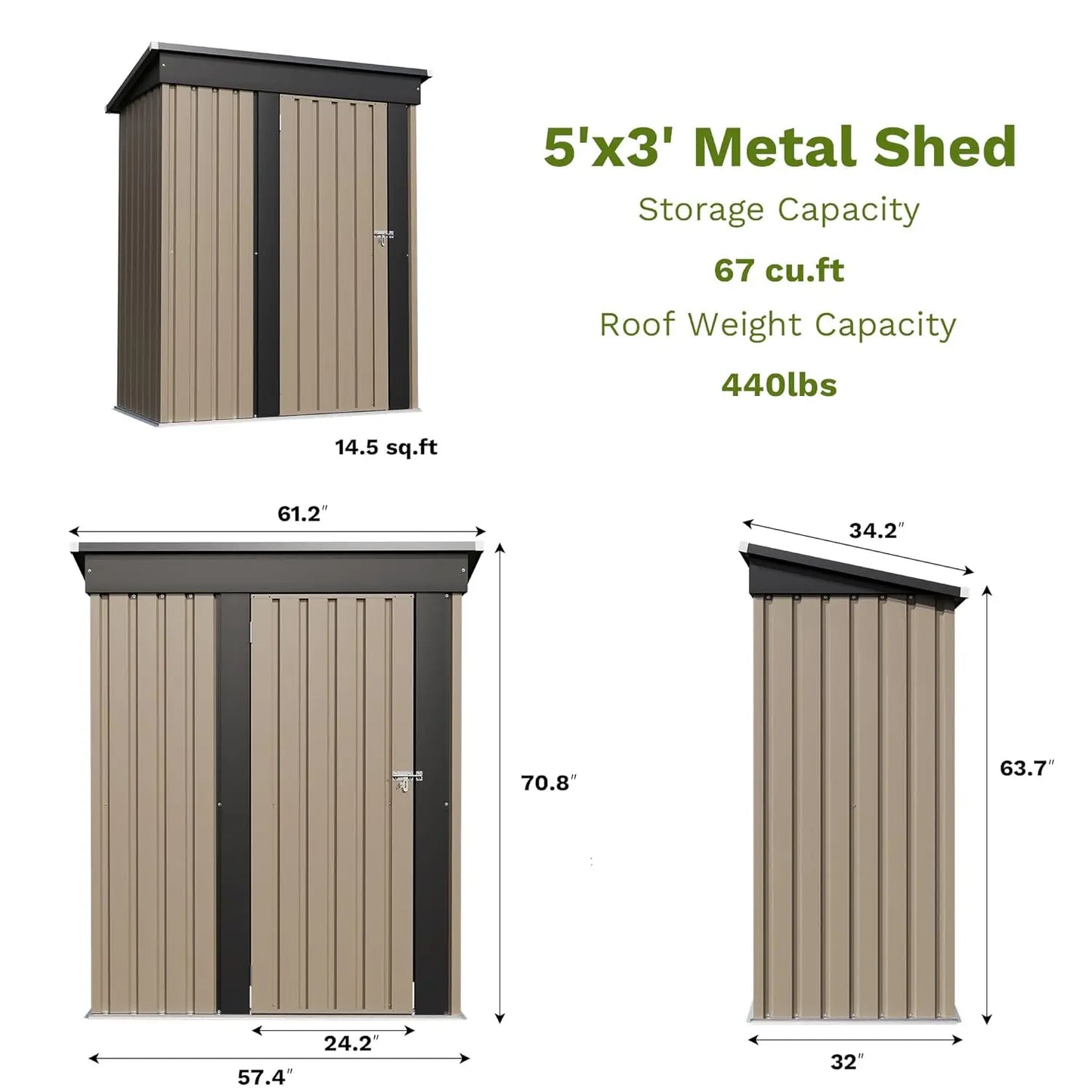Tool Shed with Sloping Roof and Lockable Door