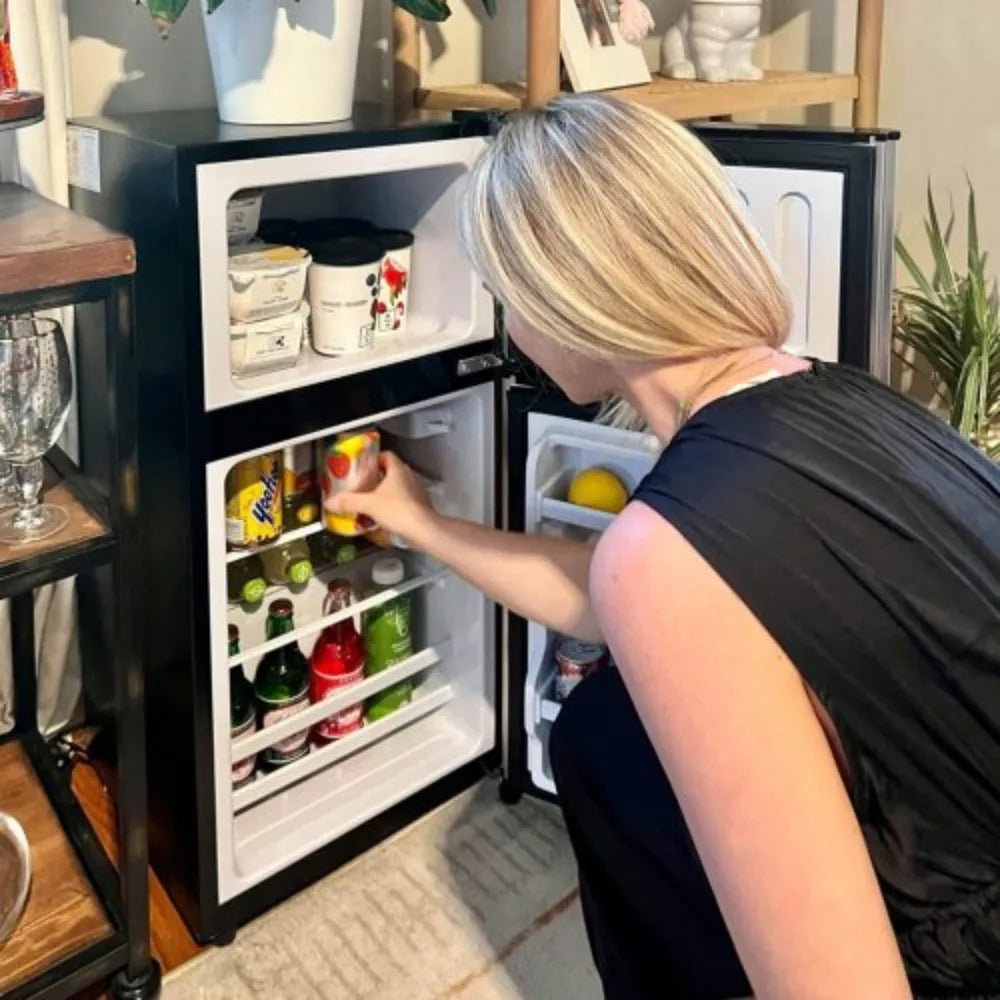 Mini Small Fridge with Freezer with Removable Shelves