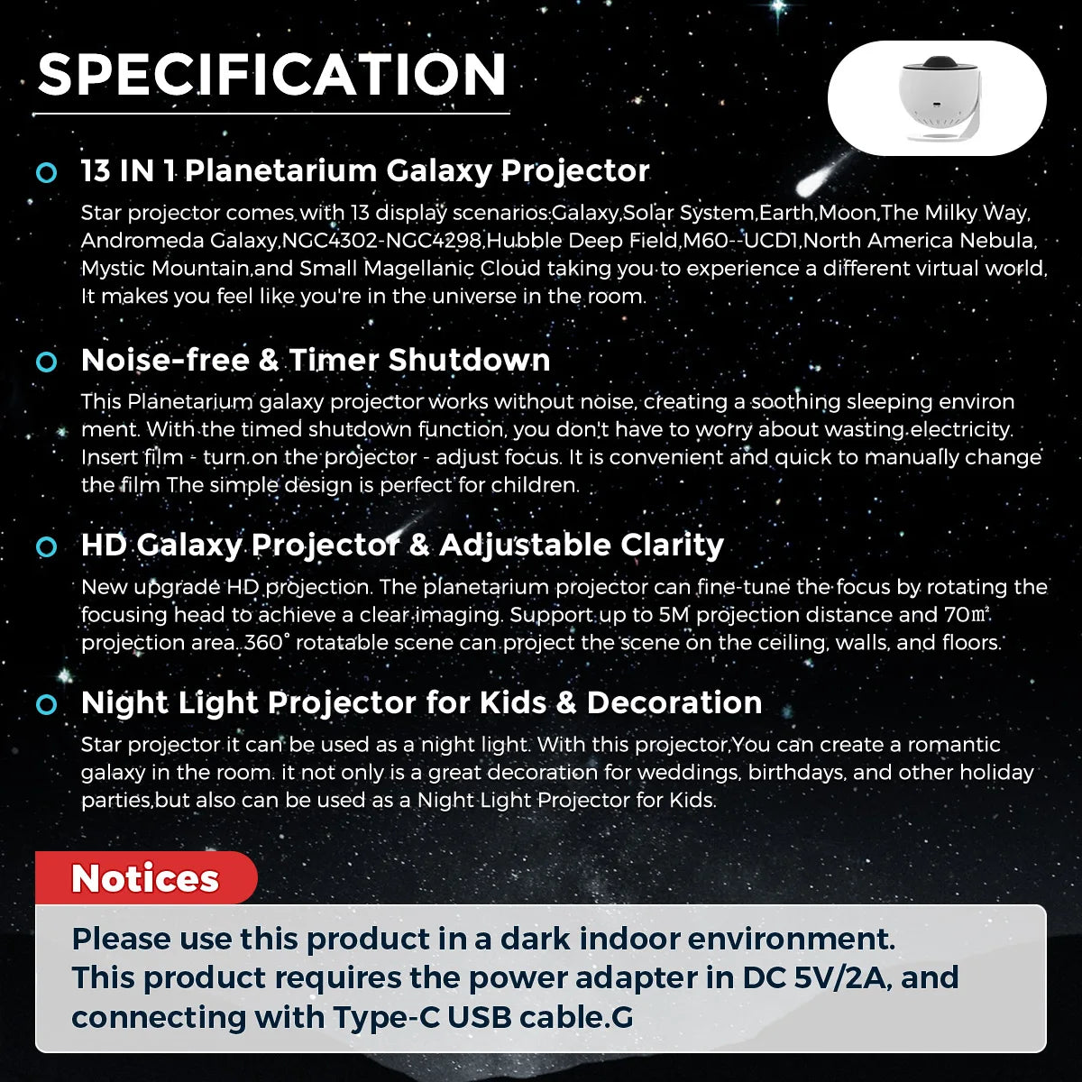 Bedroom Planetarium Galaxy Projector