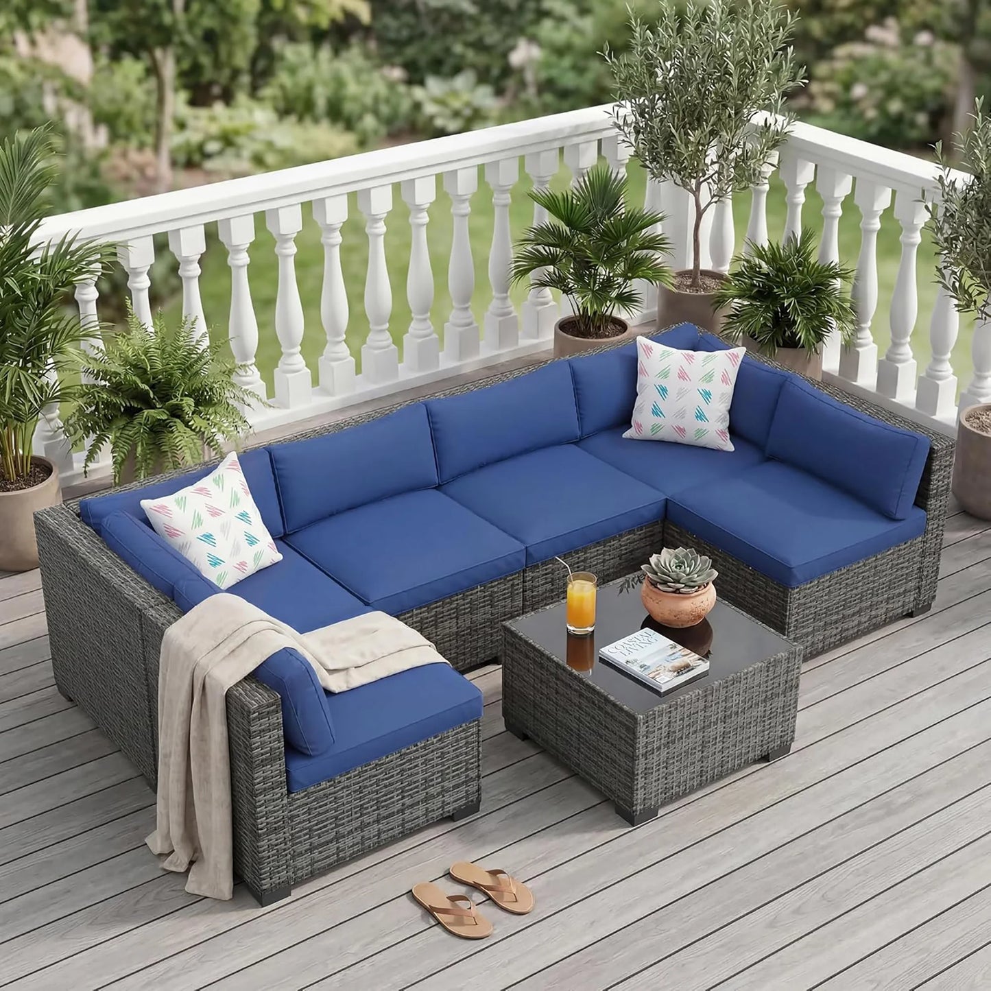 Sectional Sofa Set With Ottoman & Storage Table