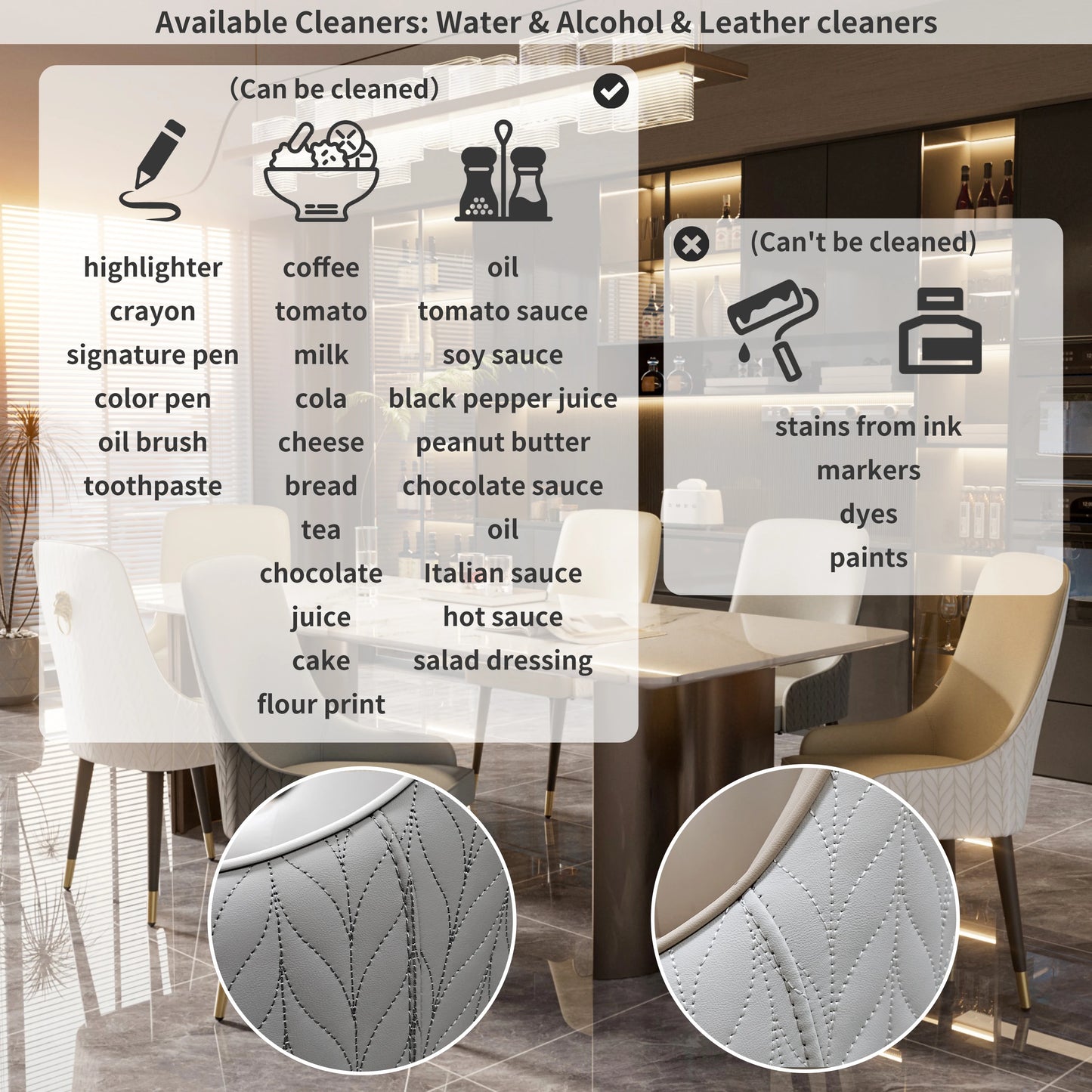 Tufted Back Lion Head Pull Ring Modern Set Dining Chairs