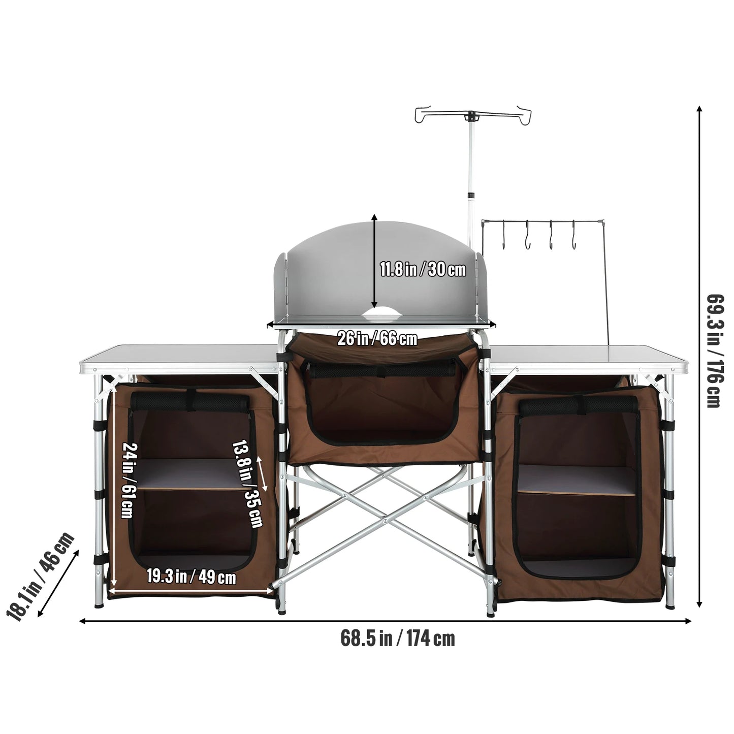 Outdoor Table Cabinet Foldable Cooking Storage Rack