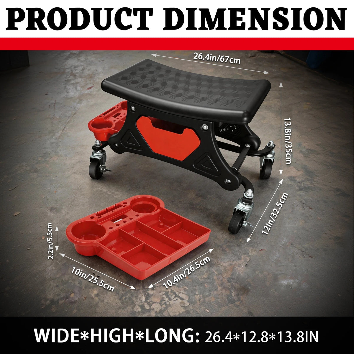 Heavy Duty Garage Stool with Rolling Mechanics Seat
