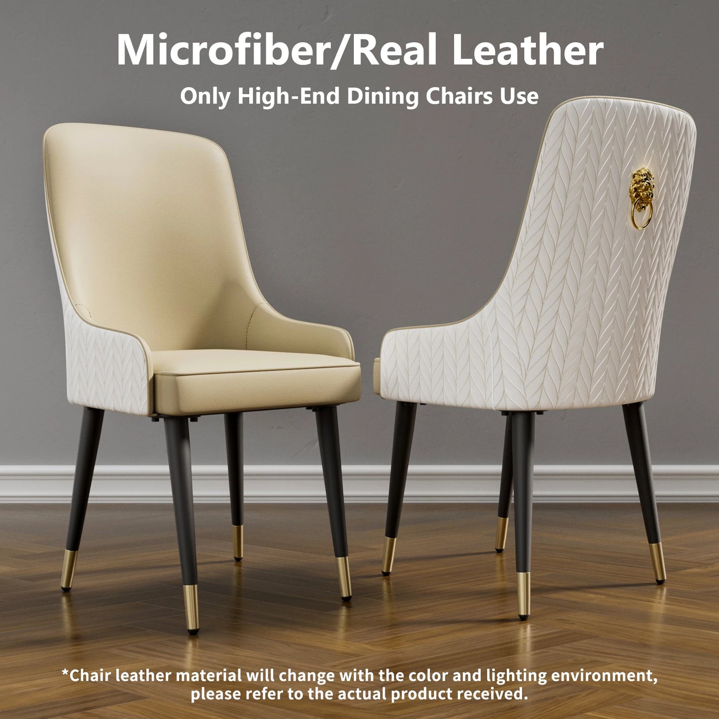 Tufted Back Lion Head Pull Ring Modern Set Dining Chairs