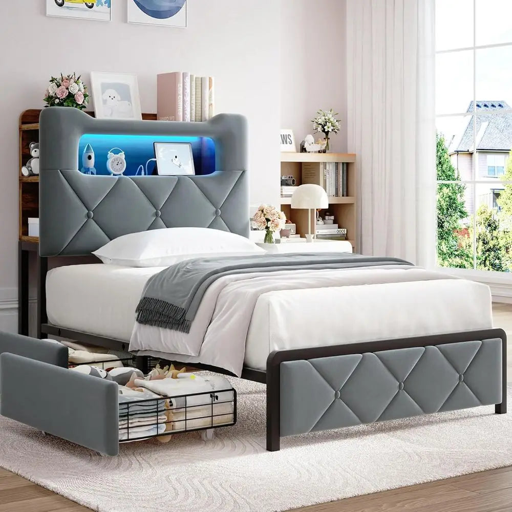 Upholstered LED Bed