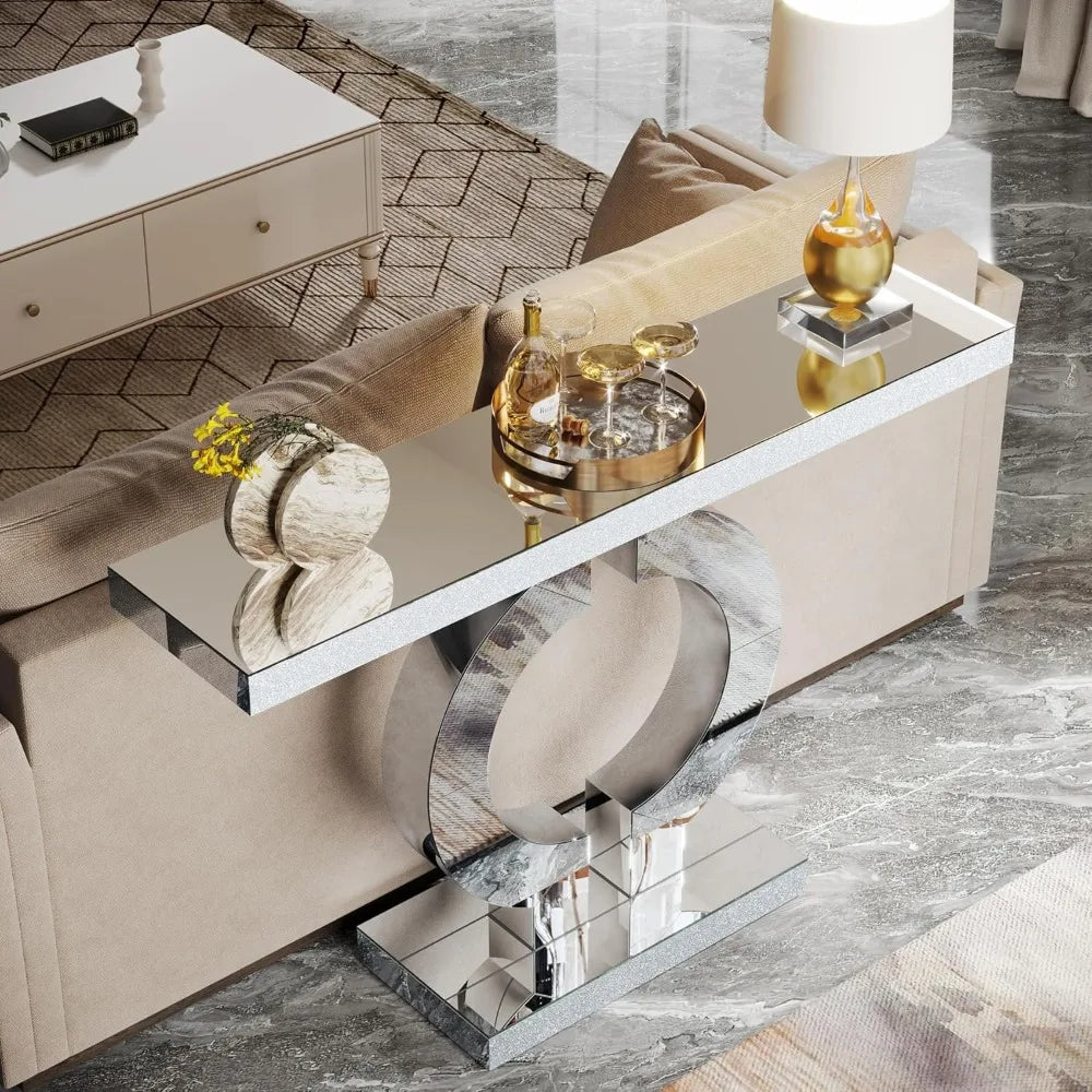 Entryway Table with O-Shaped Base