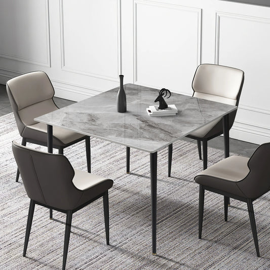 Square Marble Dining Table with Metal Legs