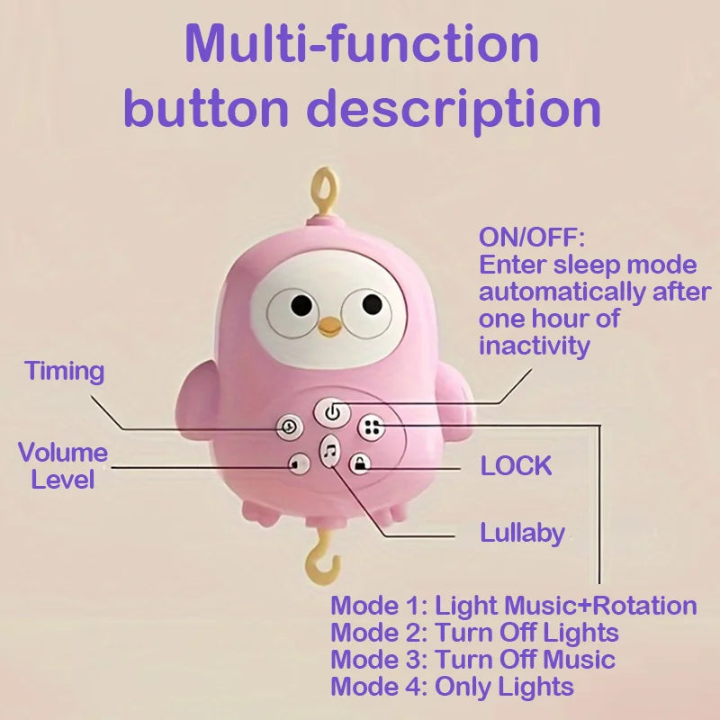 Musical Crib Mobile for Baby with Soft Night Light & Multi-Soothing Modes