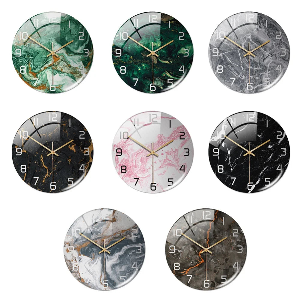 Luxury 3D Acrylic Marble Pattern Wall Adhesive Clock