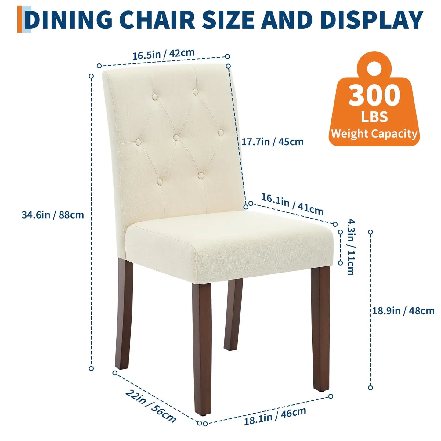Upholstered Parsons Fabric Diner Dining Chairs with Nailhead Trim/Sturdy Wood Legs Set