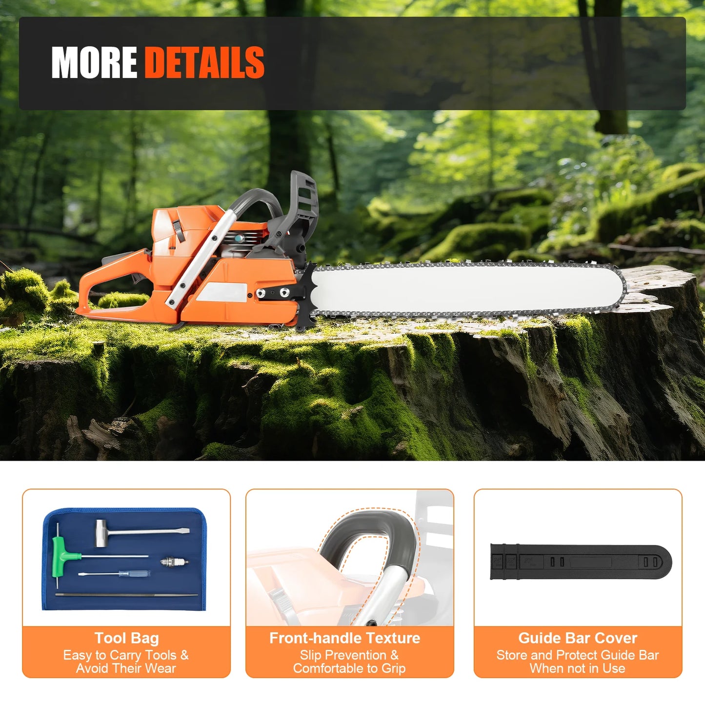 Gasoline Power Chain Saws with Crankcase Hand Pull Start For Cutting Wood