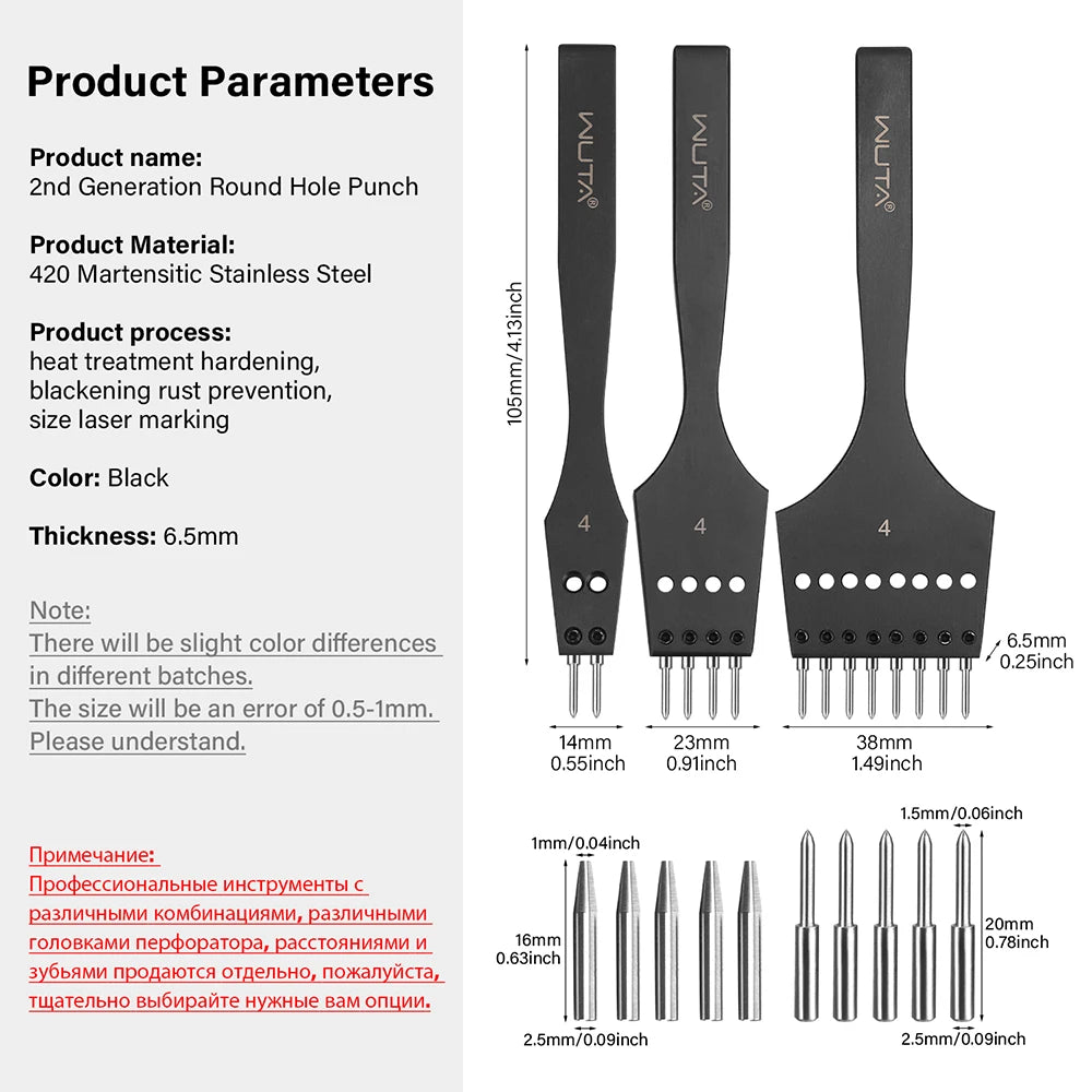 Iron Removable Round Hole Punch Leather Craft Chisel DIY Leather Tools