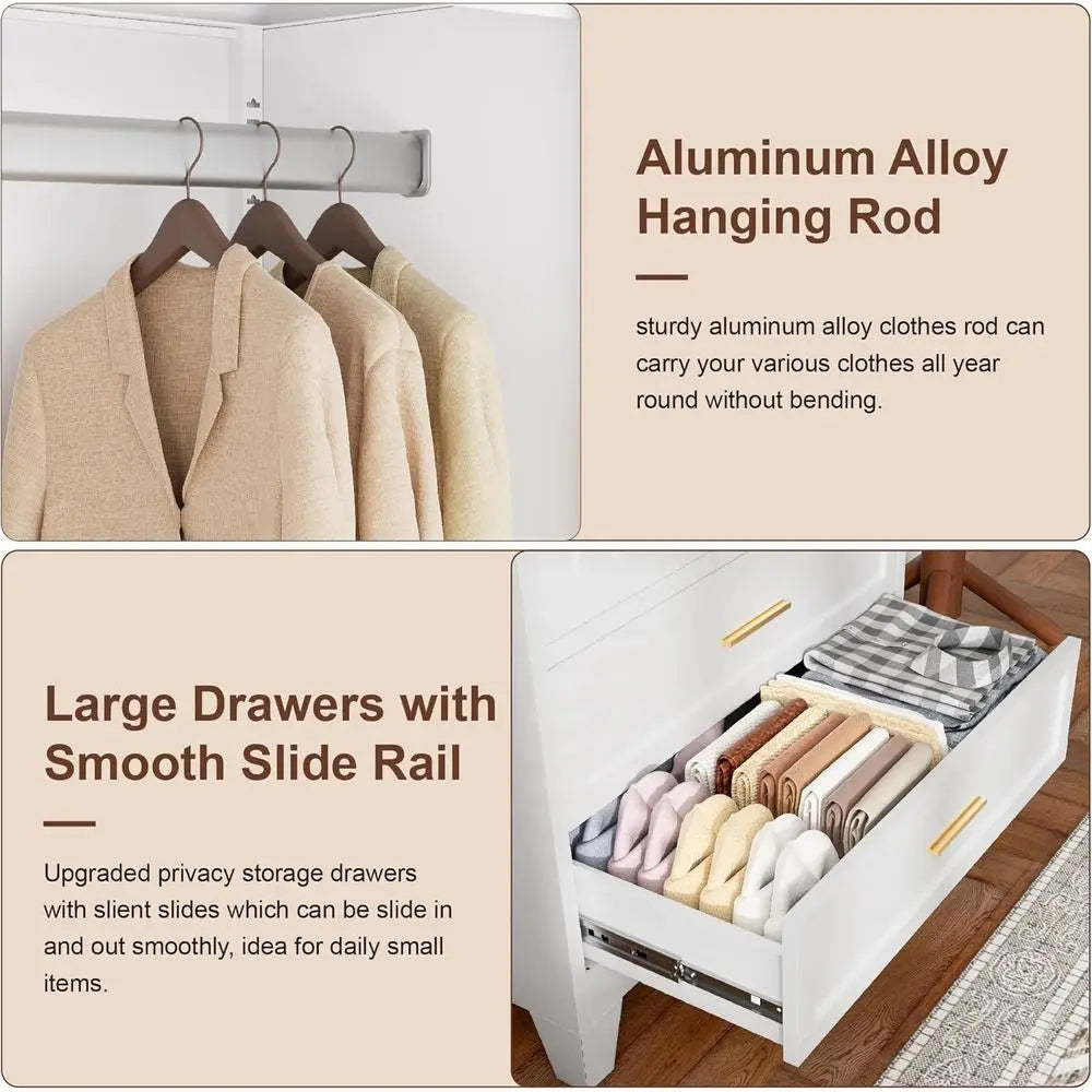 Wardrobe with Hanging Rod and Shelves