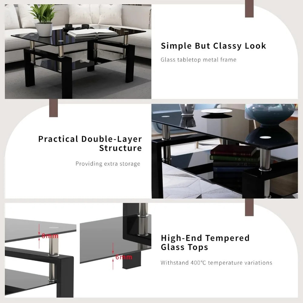 Glass Coffee Table and 2 End Side Tables