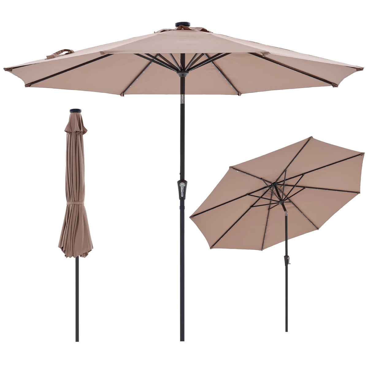 LED Lights Solar Patio Umbrella UV-Resistant