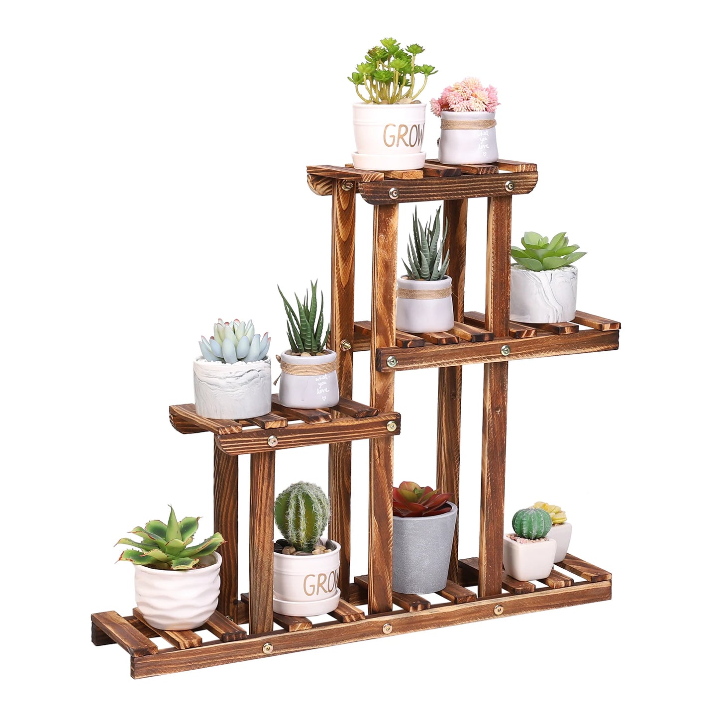 Carbonized Wood Plant Stand Multi Tier Succulent Rack