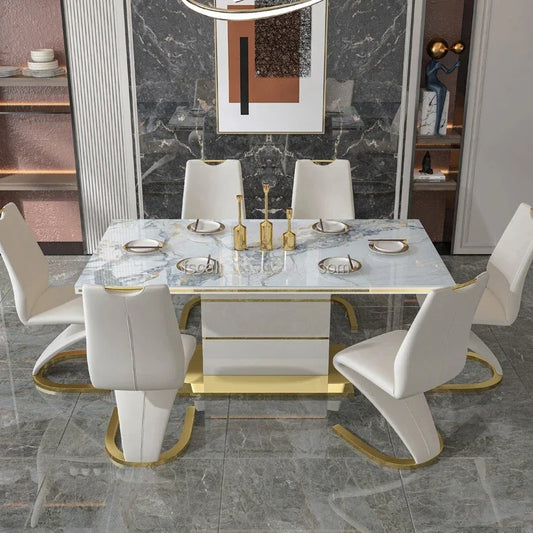 Modern Luxury Gold Dining Room Set
