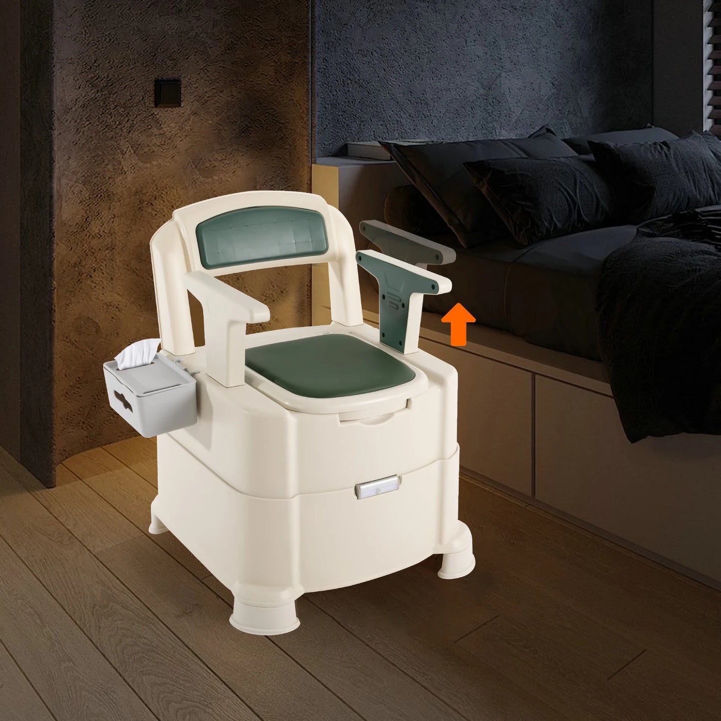Bedside Commode With Sensor Night Light